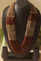 Shades of Brown Multi-Layer Hand Beaded Necklace