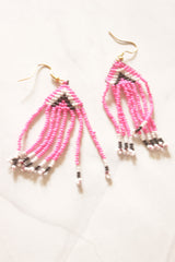 Pink and Yellow Hand Beaded Long Necklace Set