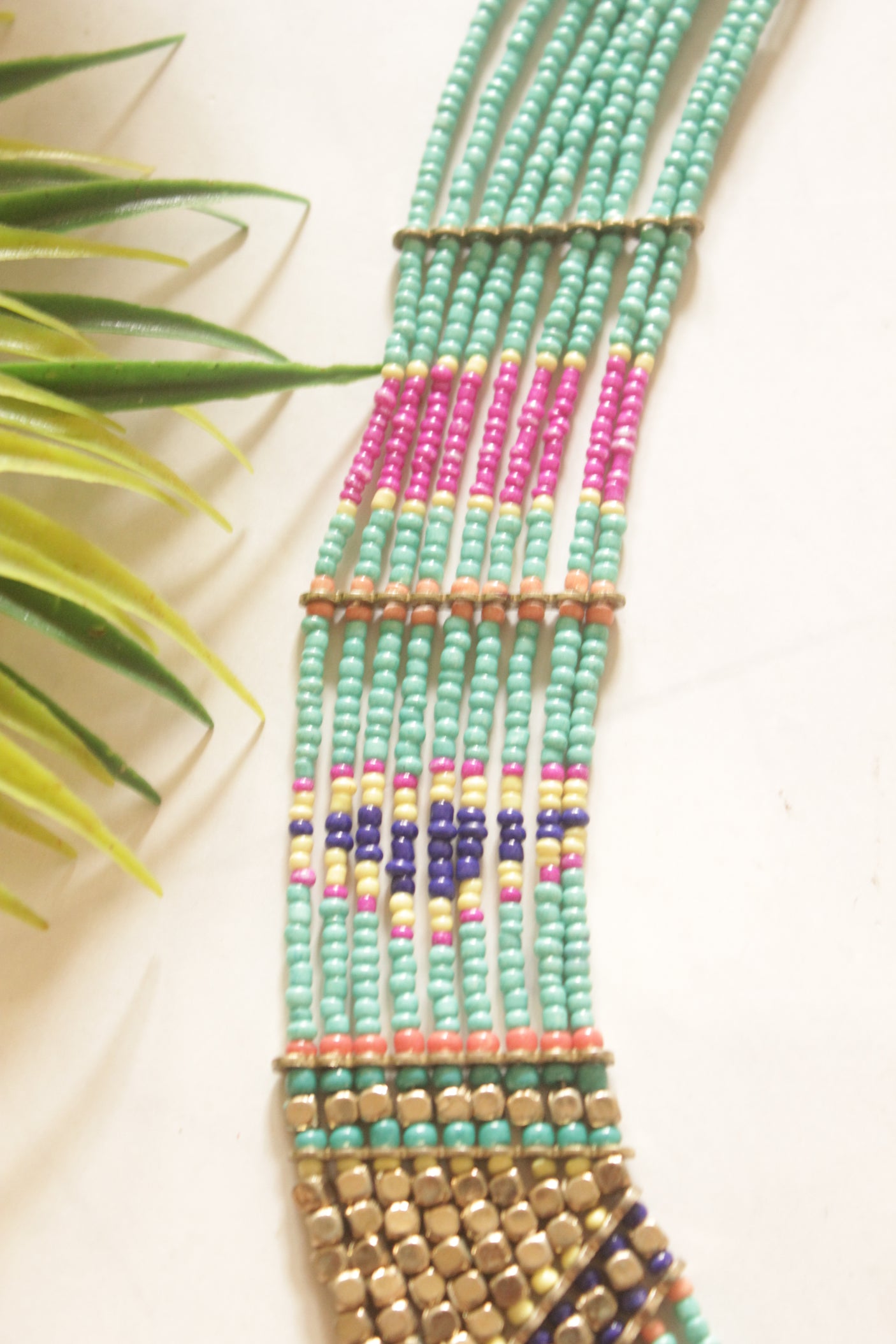 Turquoise and Pink Beads Handmade Necklace