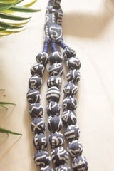 Indigo Fabric Beads 3 Layer Handmade Necklace