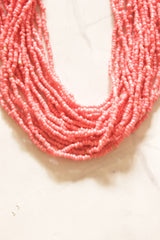 Coral Pink Beads Hand Beaded Multi-Layer Necklace