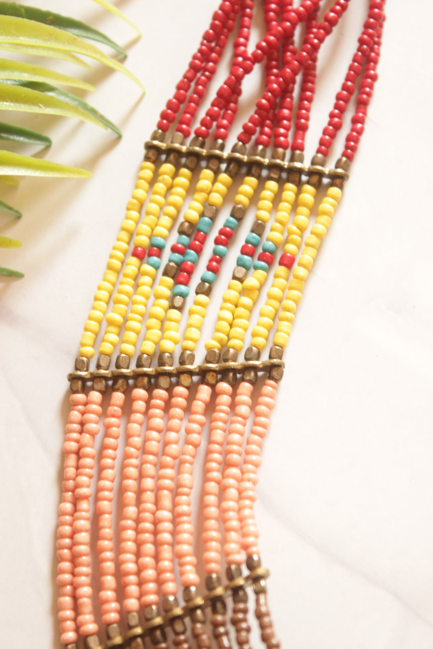 Tribal Sunrise Multi-Coloured Beaded Statement Necklace