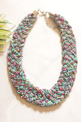 Boho Twist Multi-Coloured Braided Beaded Necklace