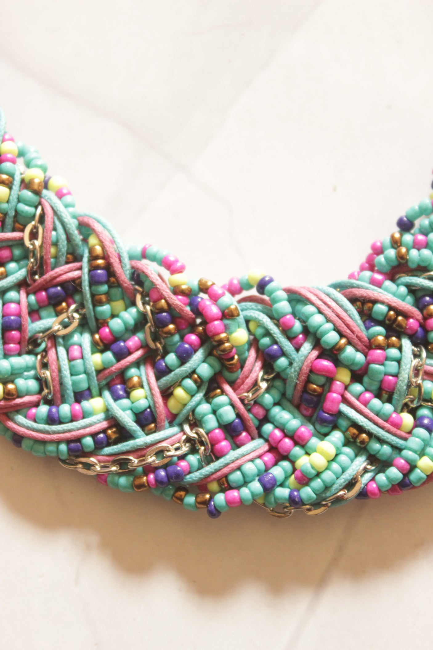 Boho Twist Multi-Coloured Braided Beaded Necklace