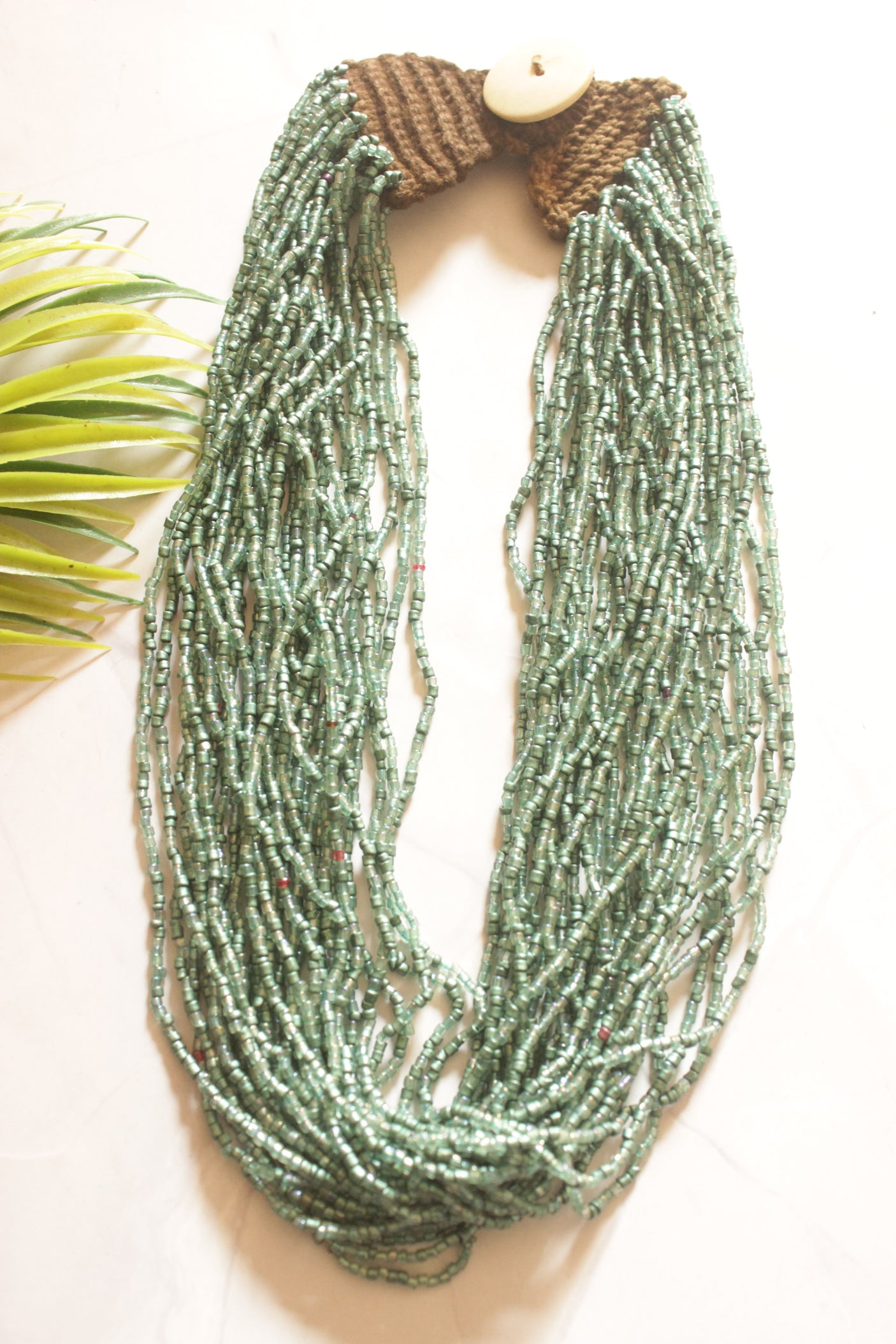 Sea Green Multi-Layer Beads Hand Braided Boho Necklace