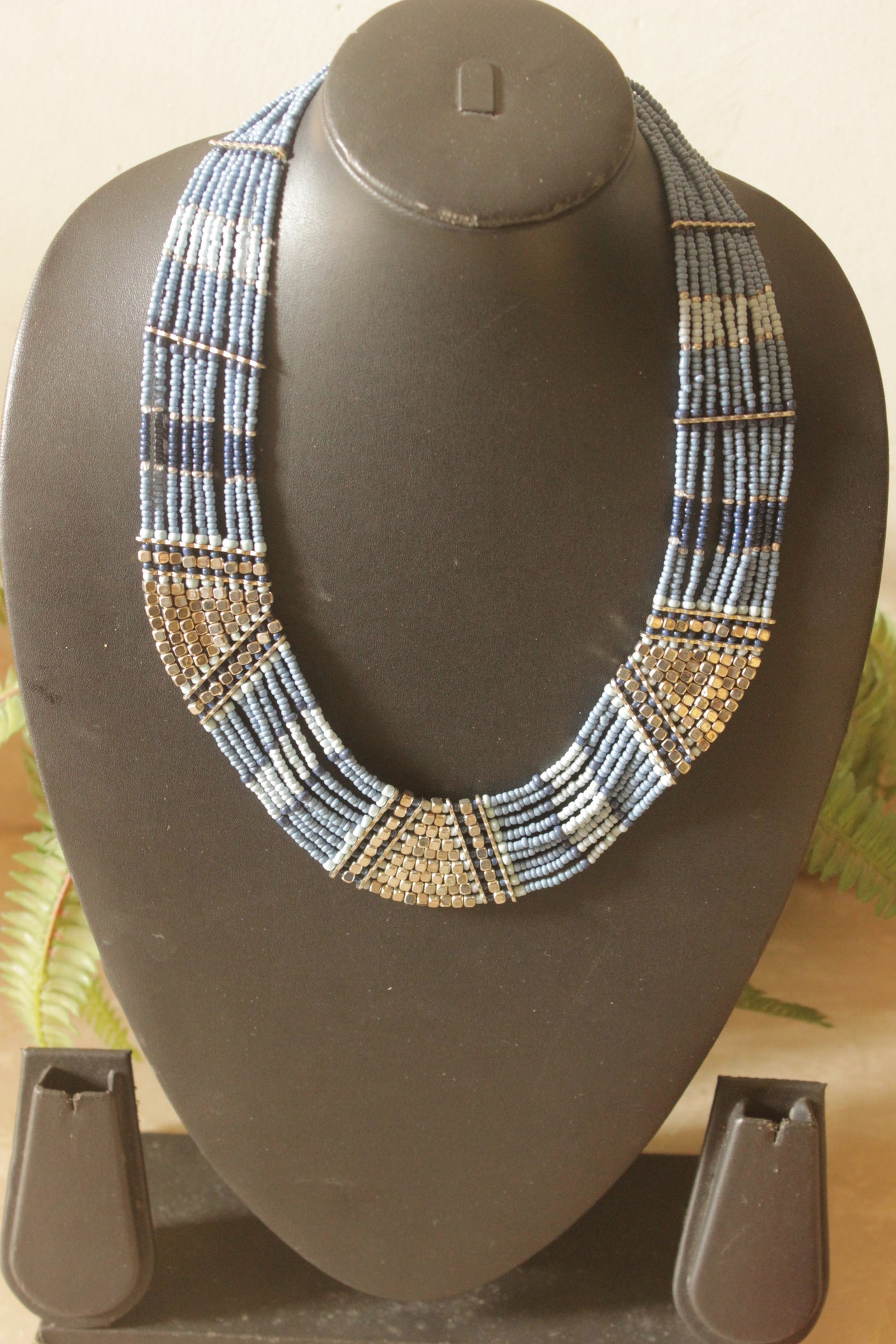Ocean Sand Multi-Layer Blue Bead Necklace