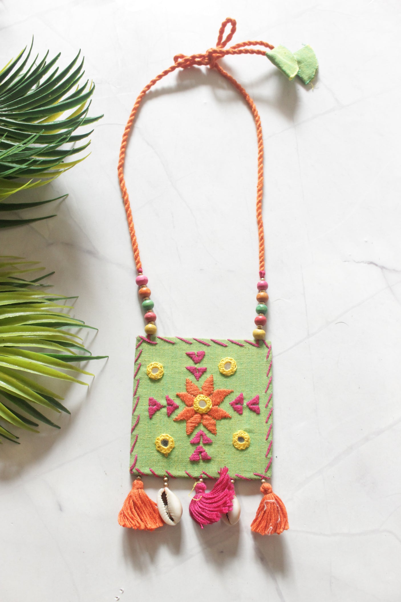 Hand Embroidered Handmade Fabric Necklace