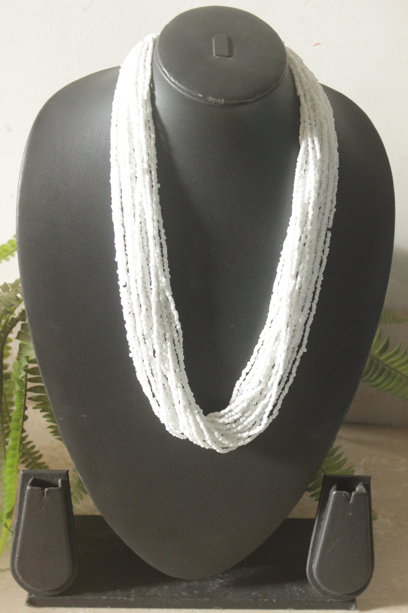 White Beads Layered Necklace