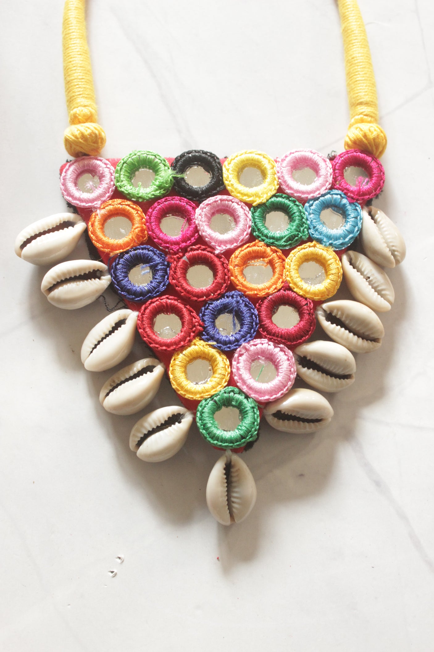 Mirror and Shell Work Multi-Color Handmade Necklace