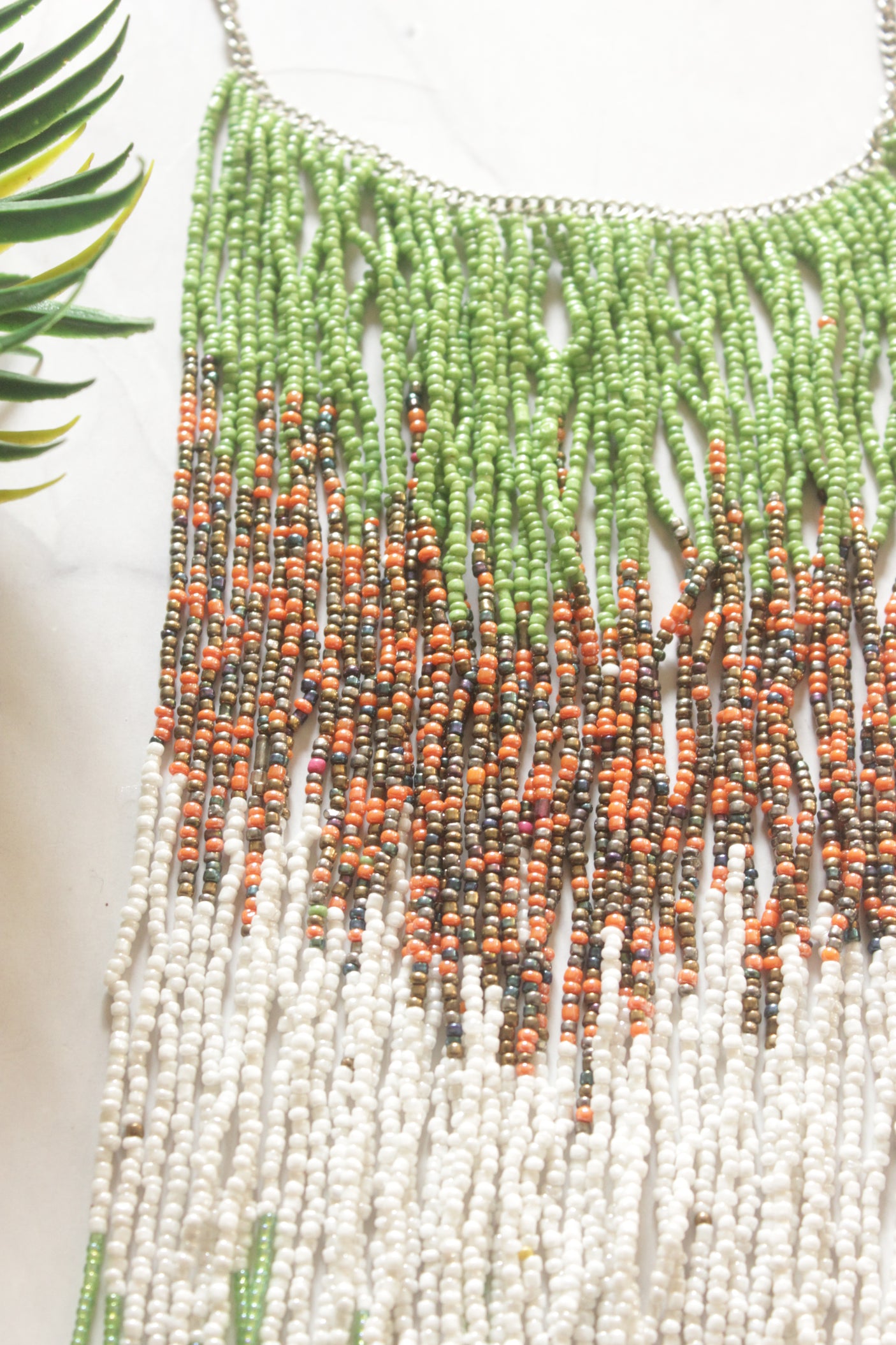 Multi-Color Beads Statement Handmade Long Boho Choker Necklace