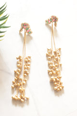 Ghungroos Embellished Golden Chain kashmiri Long Dangler Earrings