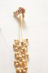 Ghungroos Embellished Golden Chain kashmiri Long Dangler Earrings