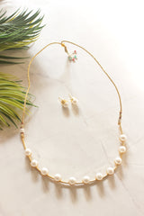 Pearls Embedded Gold Finish Hasli Choker Necklace Set