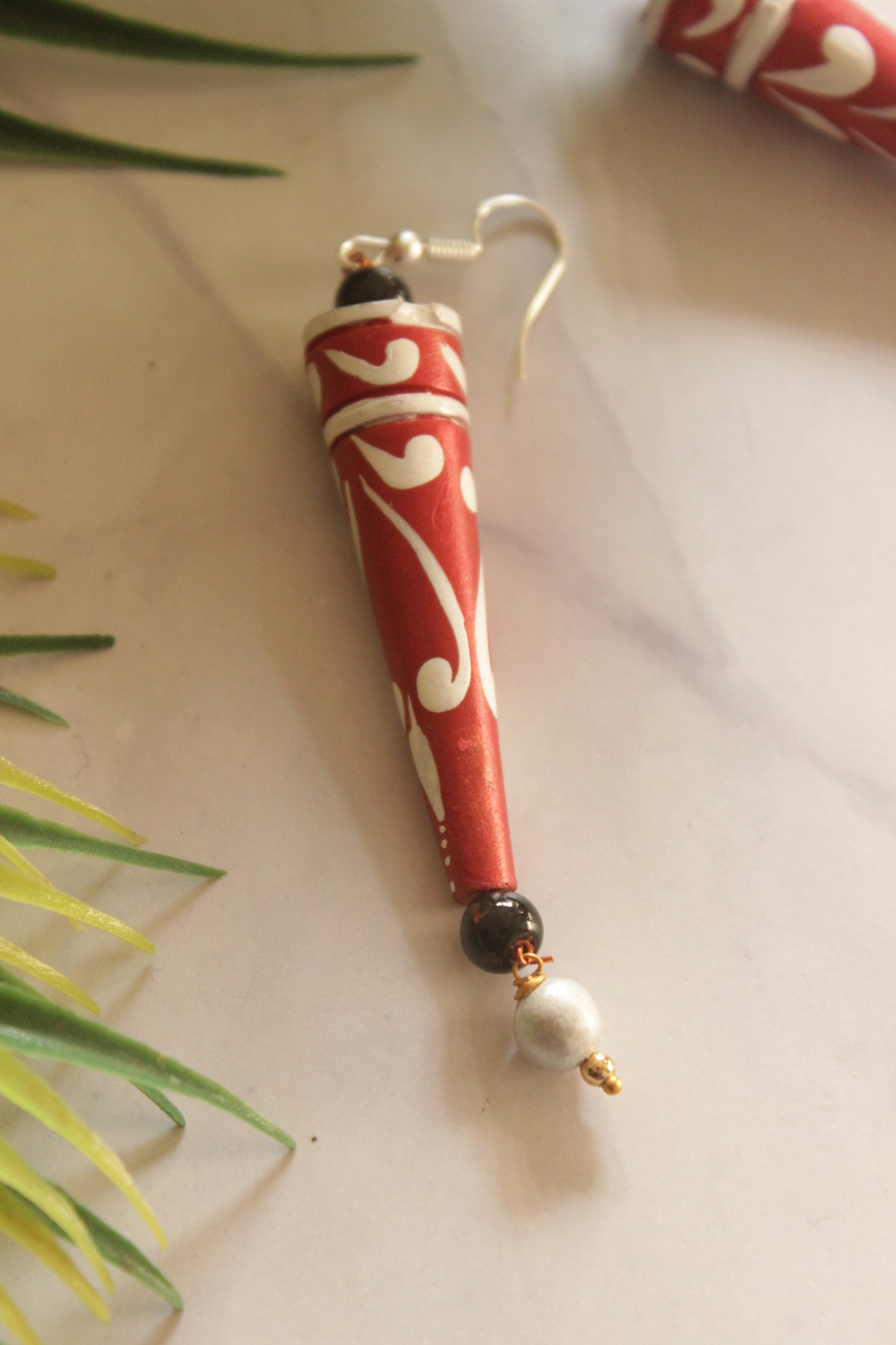 Hand Painted Terracotta Clay Dangler Earrings