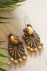 Hand Painted Terracotta Clay Peacock Earrings