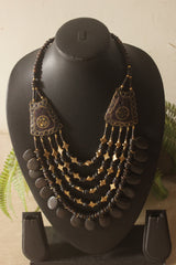 Brown and Gold Bone Beads Handcrafted Multi-Layer African Tribal Necklace