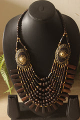 Brown and Gold Bone Beads Handcrafted Multi-Layer African Tribal Necklace