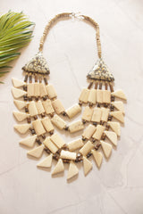 Off-White Bone Beads Handcrafted Multi-Layer African Tribal Necklace