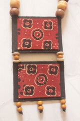 Ajrakh Fabric Handmade Necklace Set with Adjustable Thread Closure