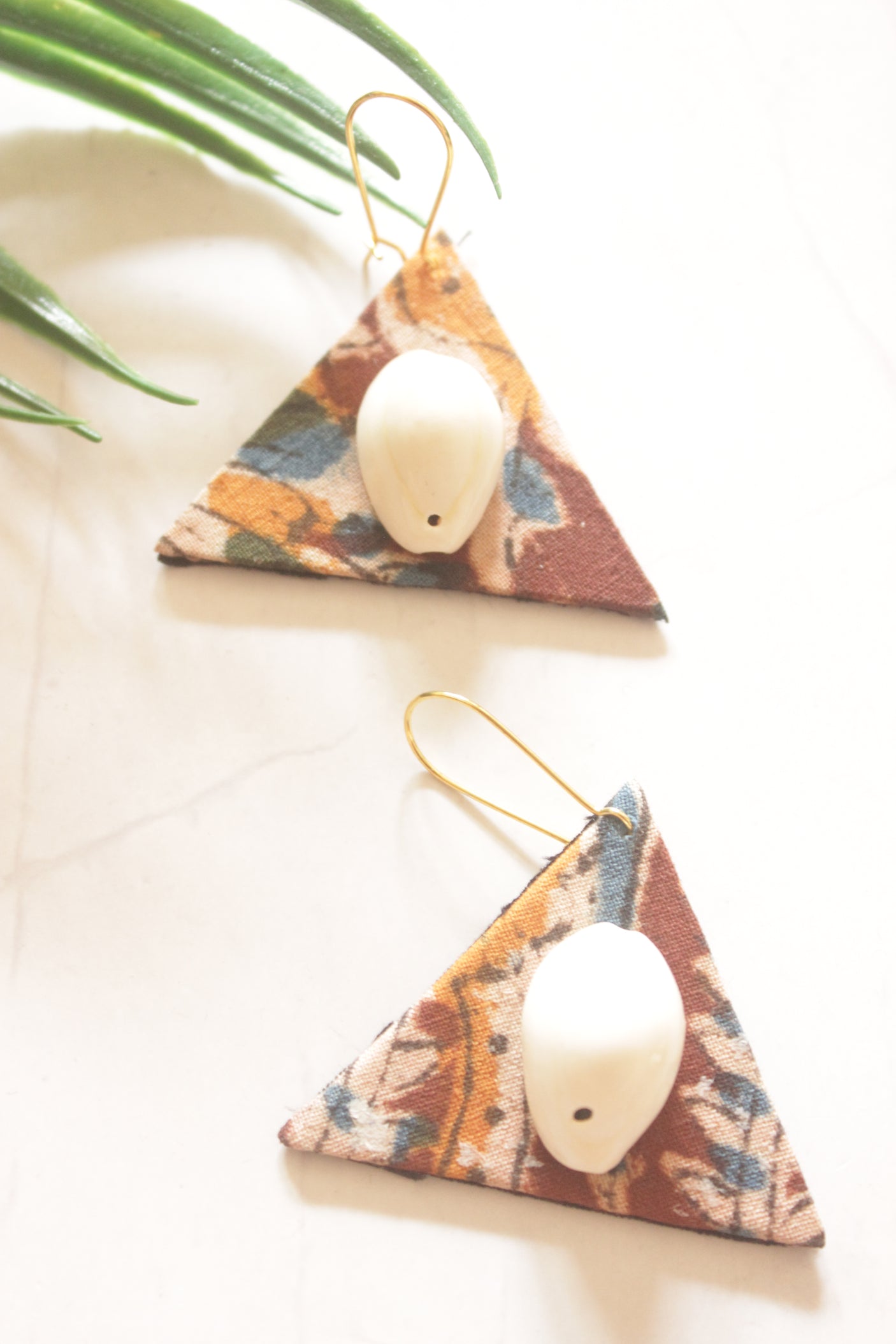 Boho Tribal Kalamkari Fabric Cowrie Shell Necklace Set