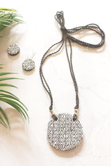Monochrome Hand Painted Terracotta Clay Necklace Set