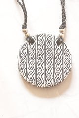 Monochrome Hand Painted Terracotta Clay Necklace Set