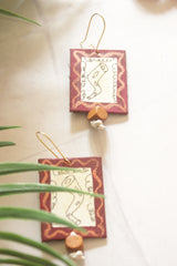 Pattachitra Story Pendant Hand Painted Fabric Necklace Set