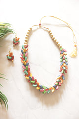 Vibrant Multi-Color Arcs Hand Painted Terracotta Clay Necklace Set