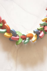 Vibrant Multi-Color Arcs Hand Painted Terracotta Clay Necklace Set