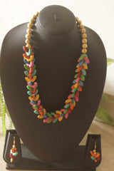 Vibrant Multi-Color Arcs Hand Painted Terracotta Clay Necklace Set