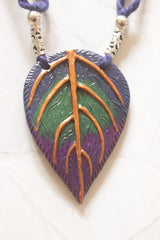 Shaded Leaf Hand Painted Terracotta Clay Necklace Set