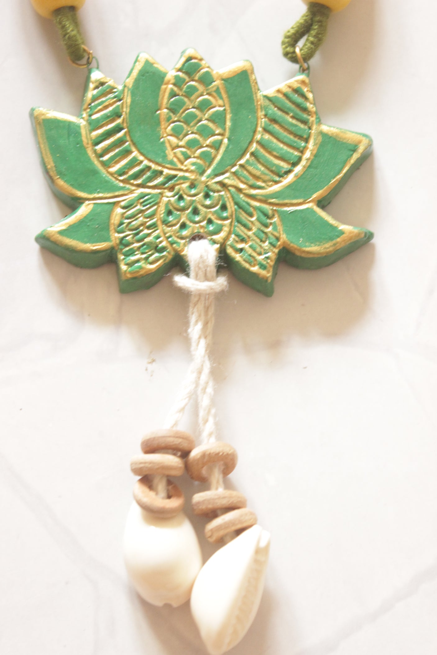 Lotus Hand Painted Terracotta Clay Necklace Set