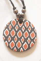 Earthy Hand Painted Terracotta Clay Pendant Necklace Set