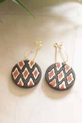 Earthy Hand Painted Terracotta Clay Pendant Necklace Set
