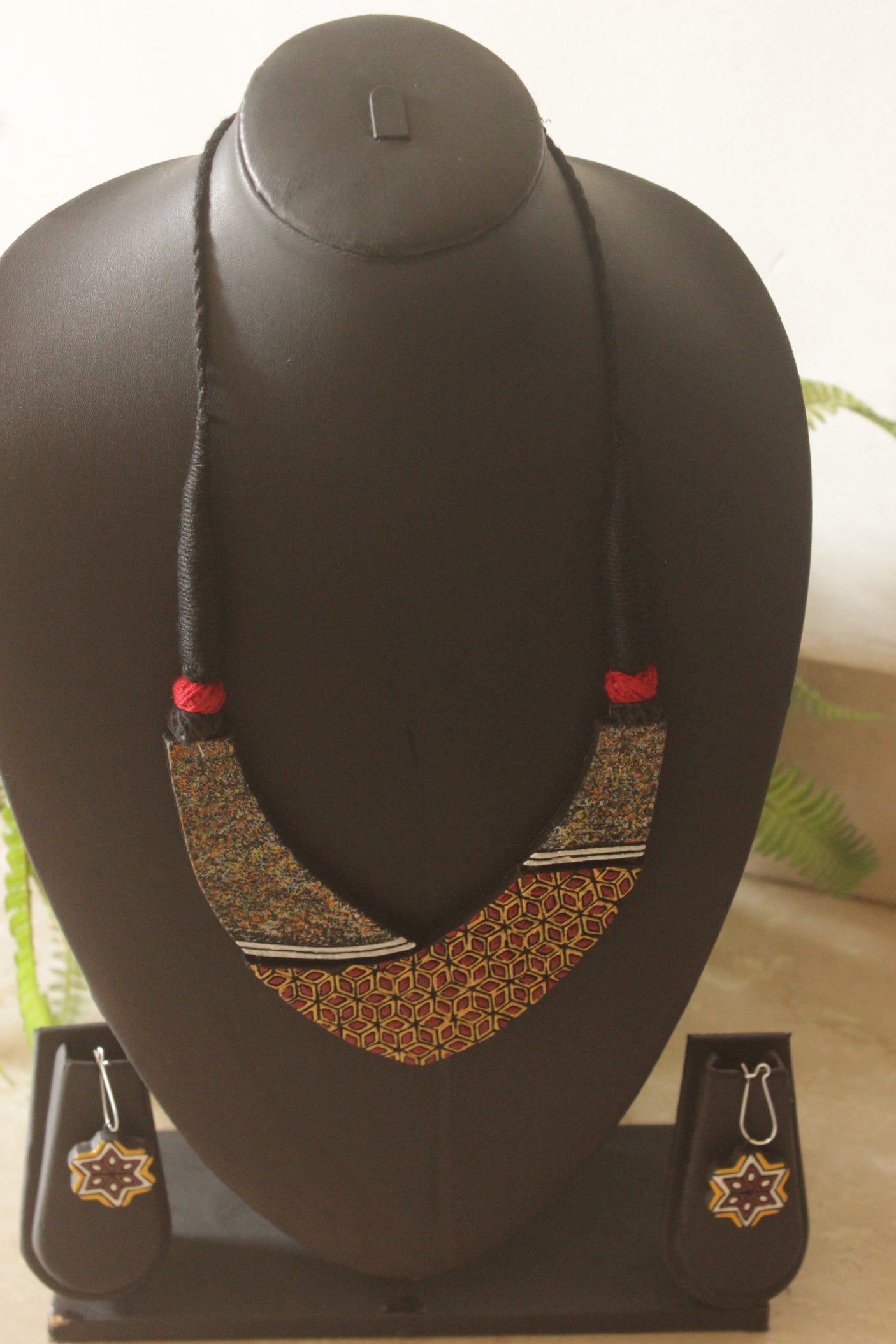 Rajwada Geometric Handcrafted Terracotta Clay Necklace Set