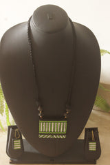 Pattachitra Stripe Handcrafted Terracotta Clay Necklace Set