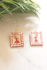 Red & Ivory Warli Nritya Hand Painted Cowrie Shells Necklace Set