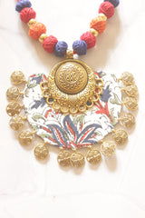 Mughal Garden Coin Charm Fabric Necklace Set