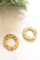 Haldi Phool Fabric Hoop Earrings