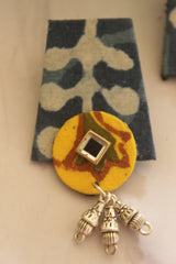 Indigo & Yellow Batik Sheesha Fabric Earrings