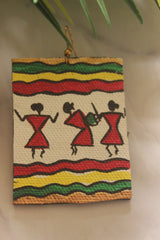 Warli Art Vibrant Hand Painted Fabric Earrings
