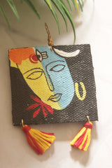 Lord Krishna Hand Painted Fabric Earrings