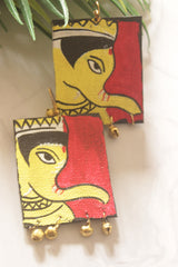 Lord Ganesha Hand Painted Fabric Earrings
