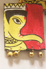 Lord Ganesha Hand Painted Fabric Earrings