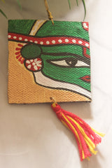 Kathakali Eye Hand-Painted Square Fabric Earrings