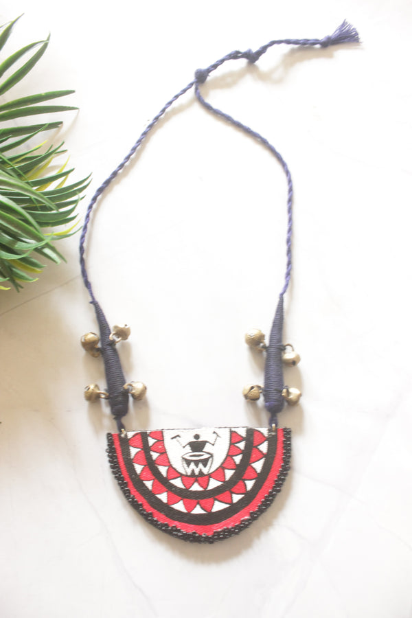Warli Art Hand-Painted Necklace with Ghungroos