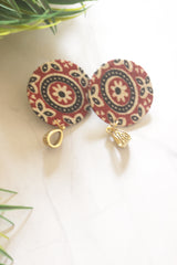 Ajrakh Cotton Fabric and Beads Handmade Necklace Set