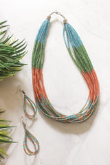 Multi-Color Glass Beads Handmade Necklace Set