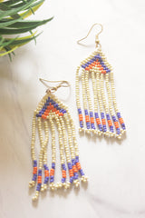 Ivory and Multi-Color Hand Beaded Long Necklace Set