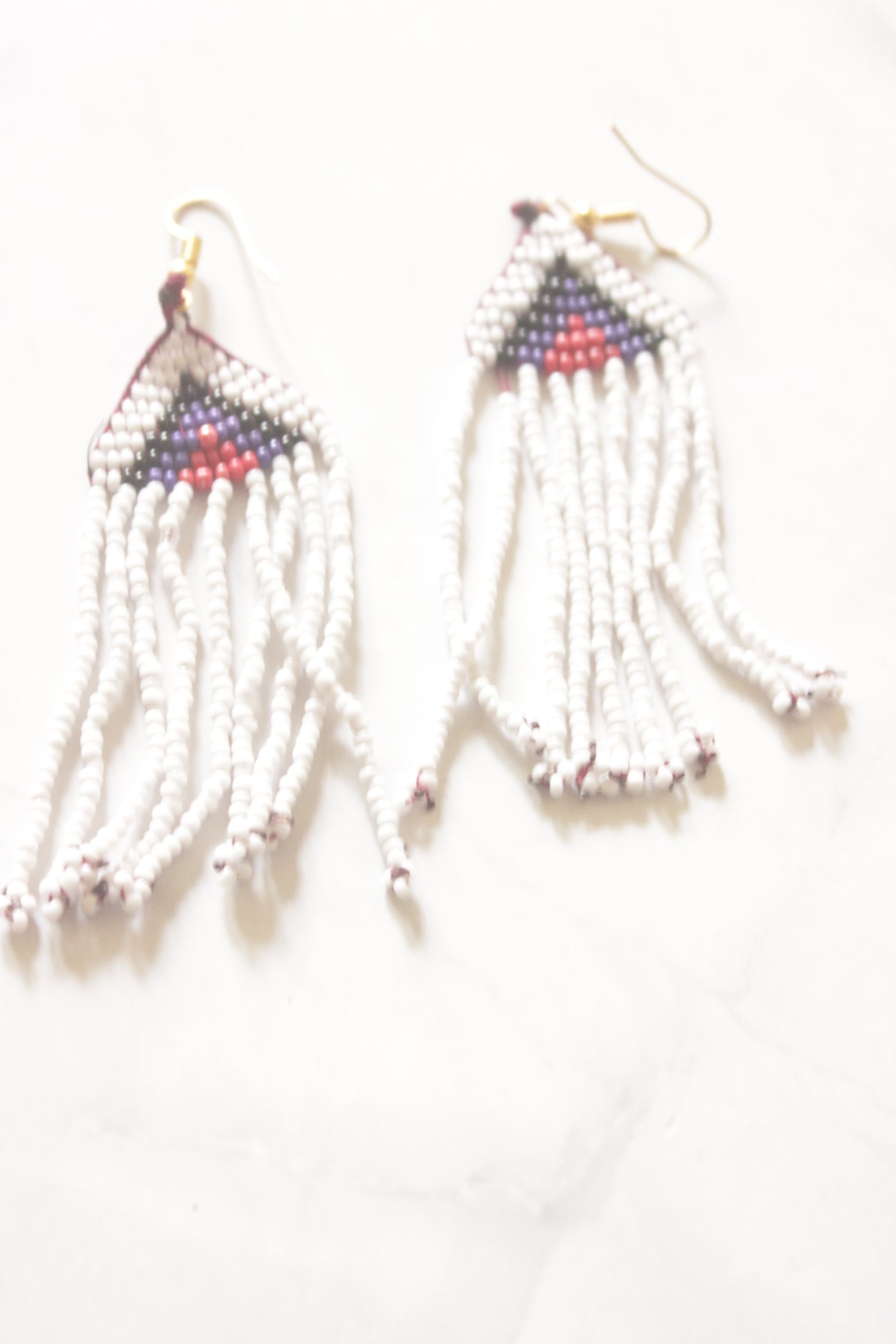 Off-White and Multi-Color Hand Beaded Long Necklace Set